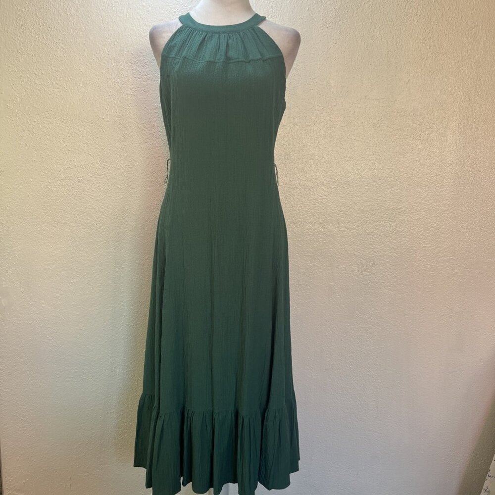 Calvin Klein women’s Gauze‎ Halter Midi Dress size 6 Tiered Hem Fairy Beach